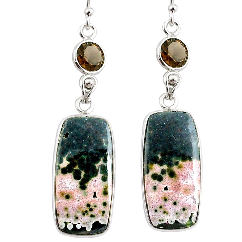 22.14cts natural ocean sea jasper (madagascar) 925 silver dangle earrings r75707