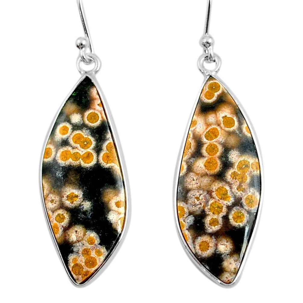 15.89cts natural ocean sea jasper (madagascar) 925 silver dangle earrings u21602