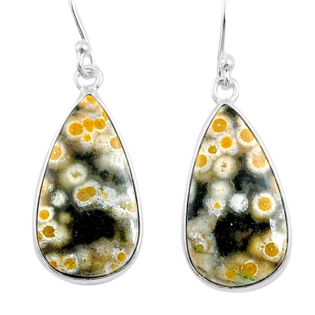 13.60cts natural ocean sea jasper (madagascar) 925 silver earrings u21606