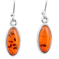 Natural orange amber 925 sterling silver dangle earrings jewelry u12877