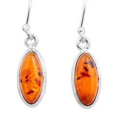 Natural orange amber 925 sterling silver dangle earrings jewelry u12880