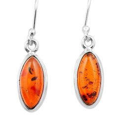 Natural orange amber 925 sterling silver dangle earrings jewelry u12888
