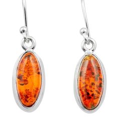 Natural orange amber 925 sterling silver dangle earrings jewelry u12889
