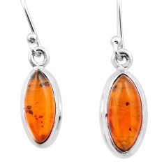 Natural orange amber 925 sterling silver dangle earrings jewelry u12892