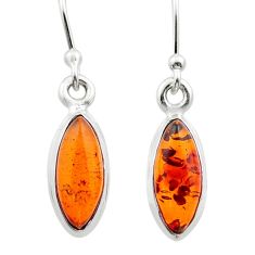 Natural orange amber 925 sterling silver dangle earrings jewelry u12985