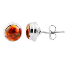 2.28cts natural orange amber 925 sterling silver stud earrings jewelry u12745