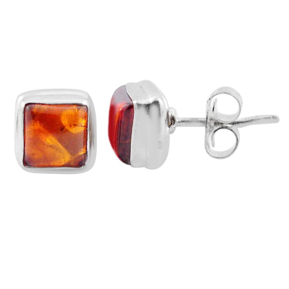 2.01cts natural orange amber 925 sterling silver stud earrings jewelry u12756