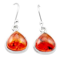 4.91cts natural orange baltic amber (poland) 925 silver dangle earrings u43025