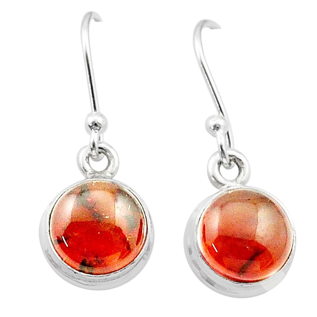 4.91cts natural orange baltic amber (poland) 925 silver dangle earrings u43027