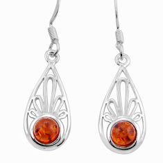 1.01cts natural orange baltic amber (poland) 925 silver dangle earrings y25172