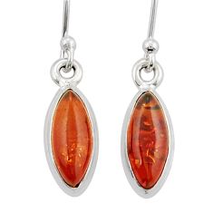 1.29cts natural orange baltic amber (poland) 925 silver dangle earrings y25177