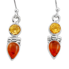 3.15cts natural orange baltic amber citrine 925 silver dangle earrings y93175