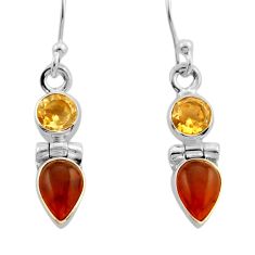 2.97cts natural orange baltic amber citrine 925 silver dangle earrings y94485