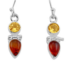 2.90cts natural orange baltic amber citrine 925 silver dangle earrings y94489