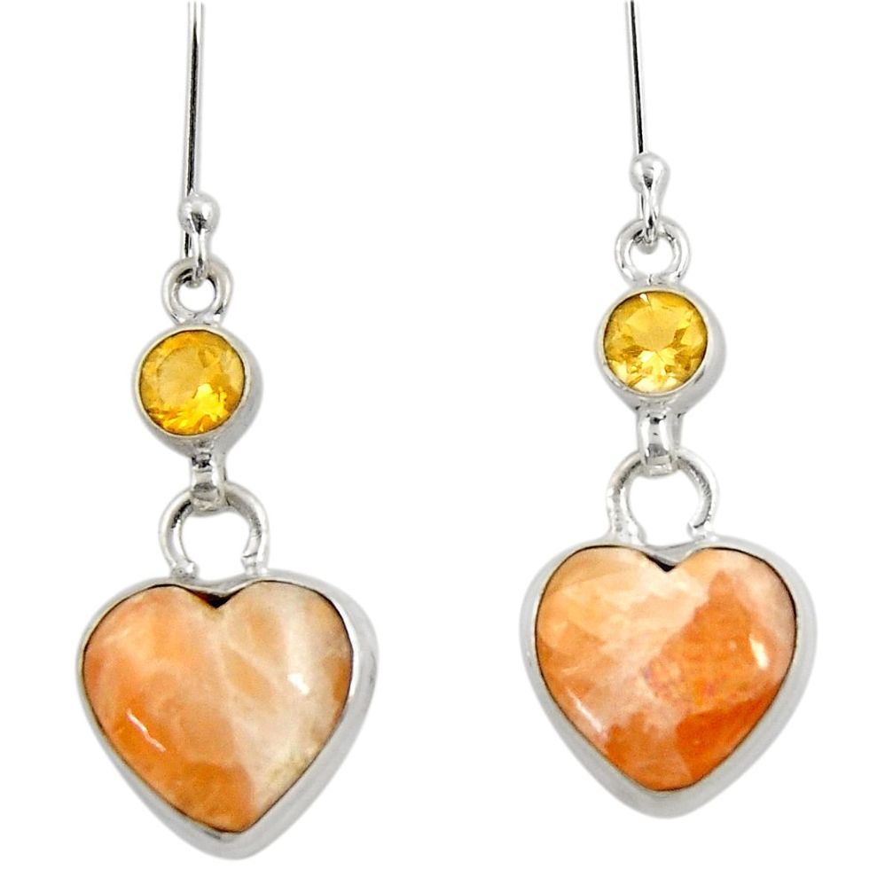  orange calcite citrine 925 silver dangle earrings d39707