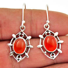 5.70cts natural orange cornelian (carnelian) 925 silver dangle earrings n29018