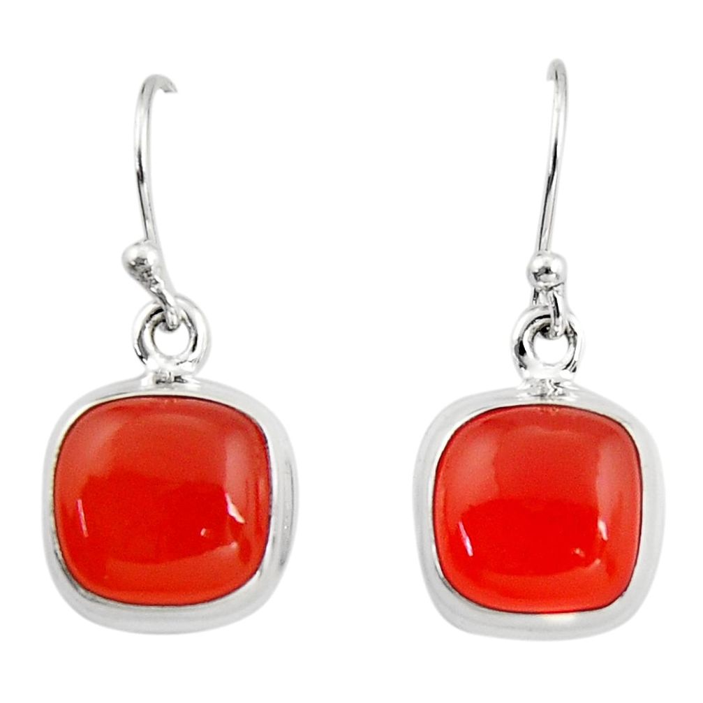 8.05cts natural orange cornelian (carnelian) 925 silver dangle earrings r19930