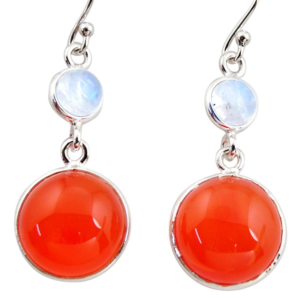 16.68cts natural orange cornelian (carnelian) 925 silver dangle earrings r36546