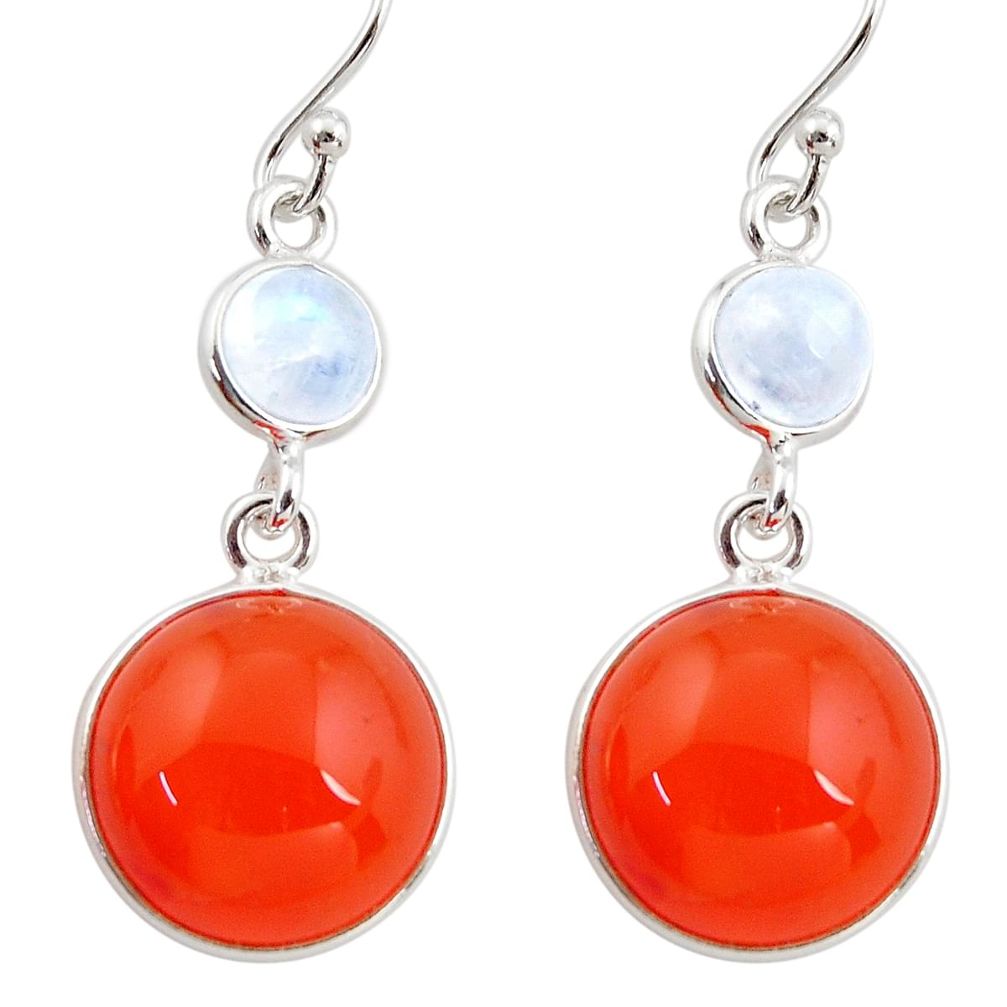 19.09cts natural orange cornelian (carnelian) 925 silver dangle earrings r36555