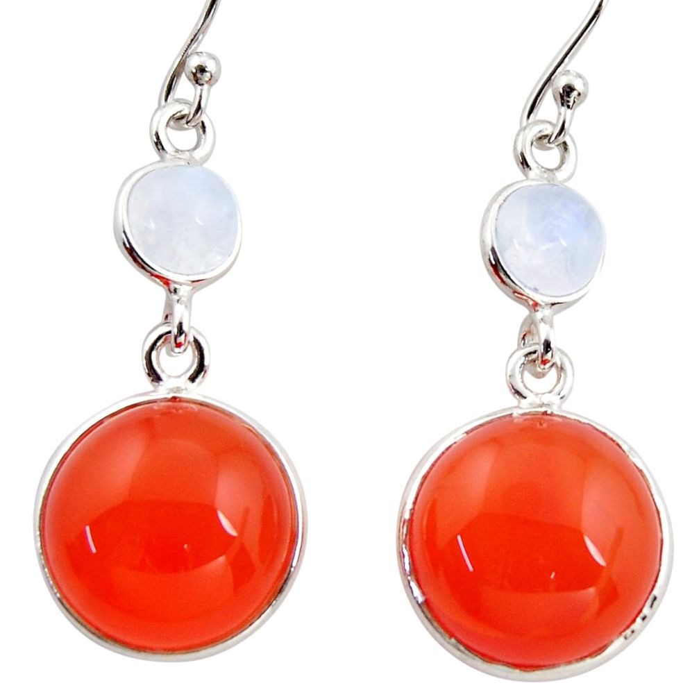 16.04cts natural orange cornelian (carnelian) 925 silver dangle earrings r36559