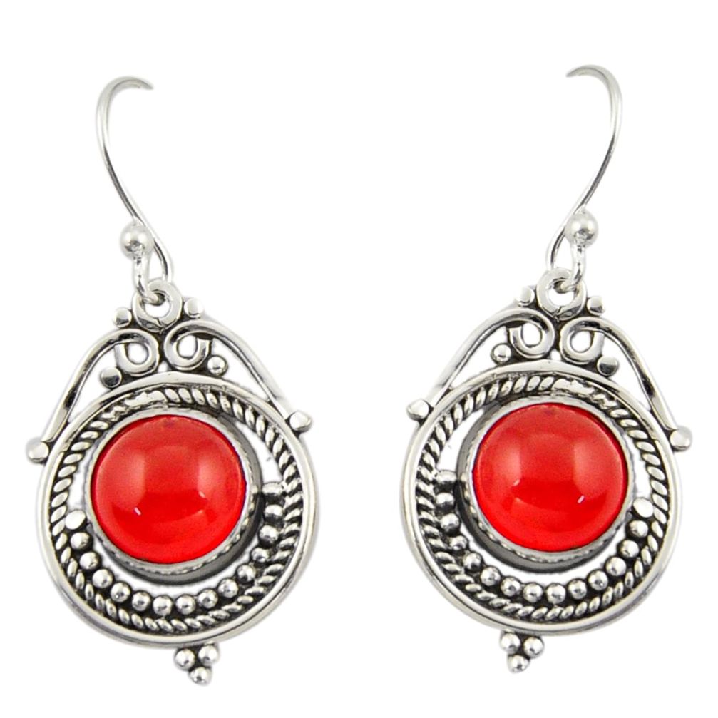 8.77cts natural orange cornelian (carnelian) 925 silver dangle earrings r42329