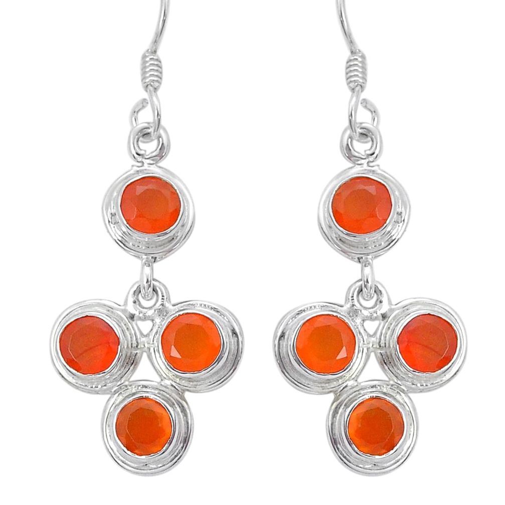 5.58cts natural orange cornelian (carnelian) 925 silver dangle earrings u80556