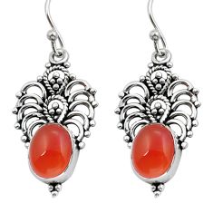 8.60cts natural orange cornelian (carnelian) 925 silver dangle earrings y15601