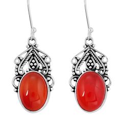 11.95cts natural orange cornelian (carnelian) 925 silver dangle earrings y24752
