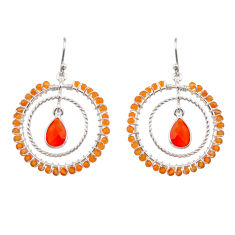 8.98cts natural orange cornelian (carnelian) 925 silver dangle earrings y96222