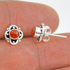 1.12cts natural orange cornelian (carnelian) 925 silver stud earrings u87662