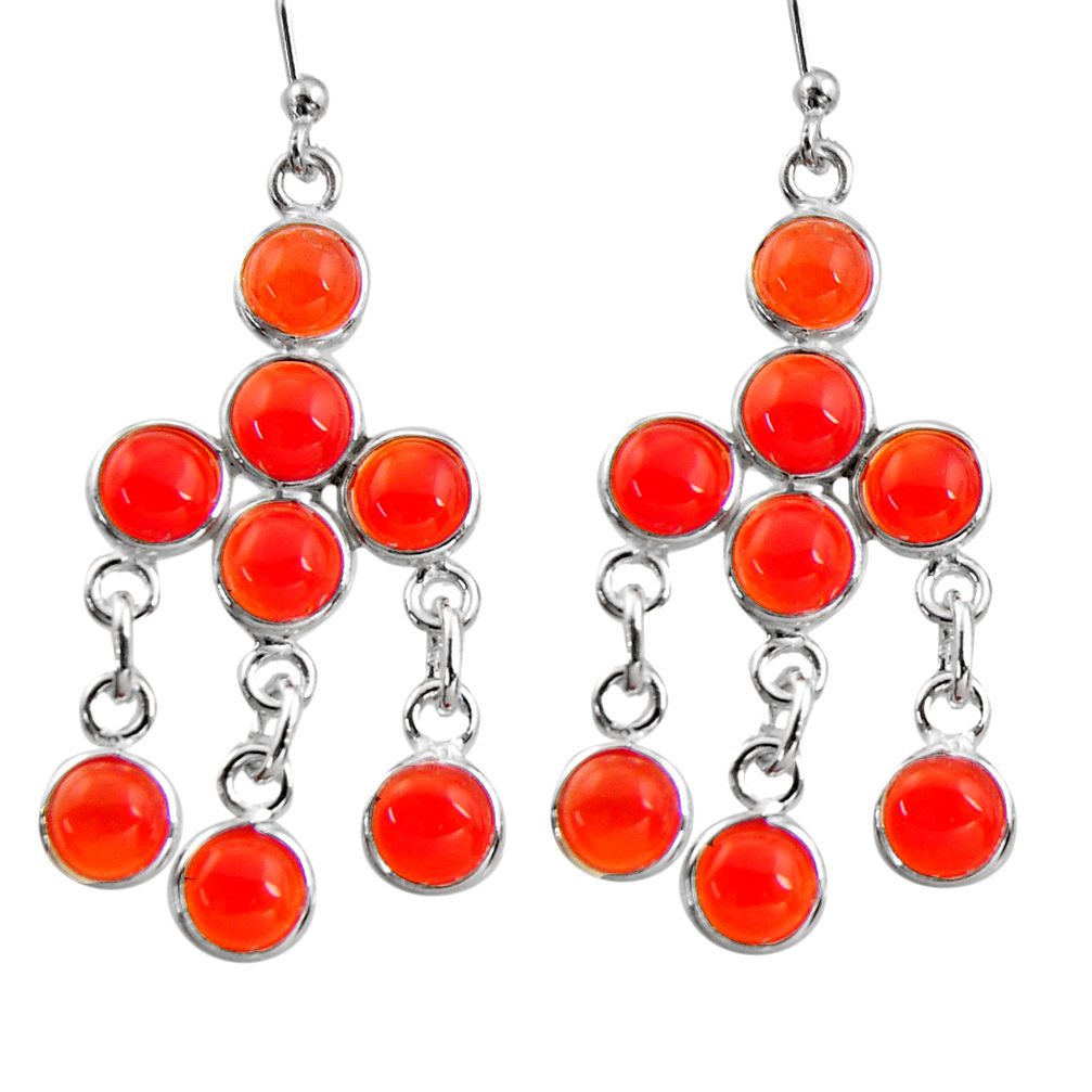 11.73cts natural orange cornelian (carnelian) silver chandelier earrings r37436