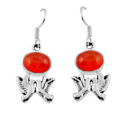 9.74cts natural orange cornelian (carnelian) silver love birds earrings y50899