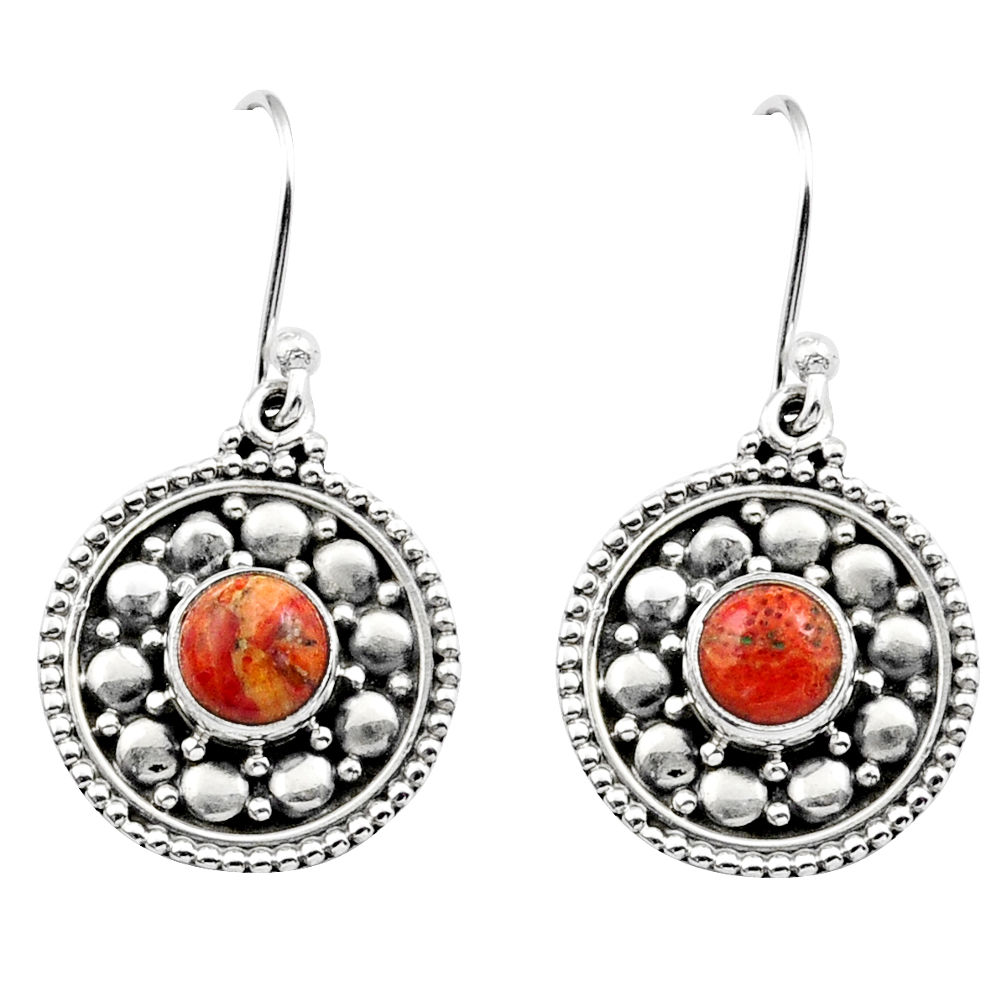 orange mojave turquoise 925 silver dangle earrings u10675
