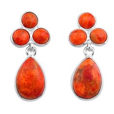 Clearance Sale- 6.64cts natural orange mojave turquoise 925 silver dangle earrings u11355