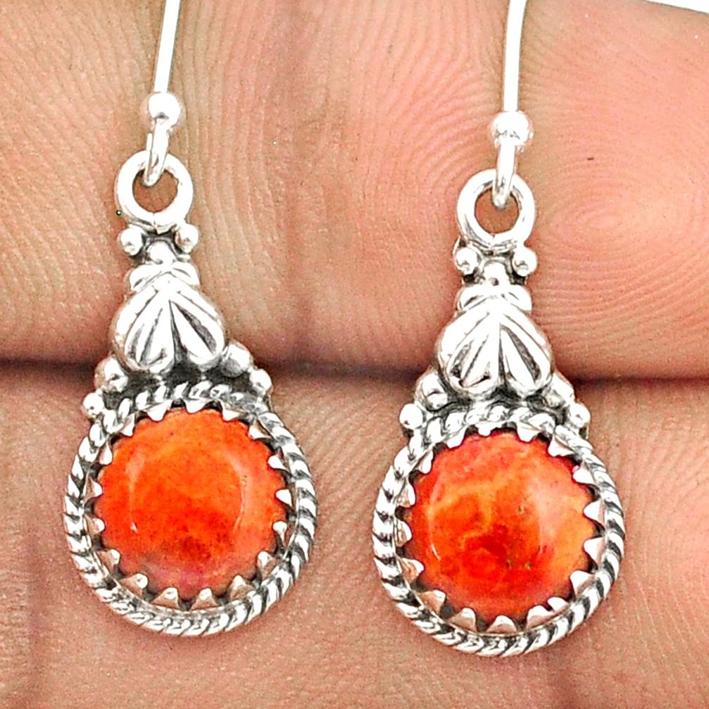 orange mojave turquoise 925 silver dangle earrings u25306