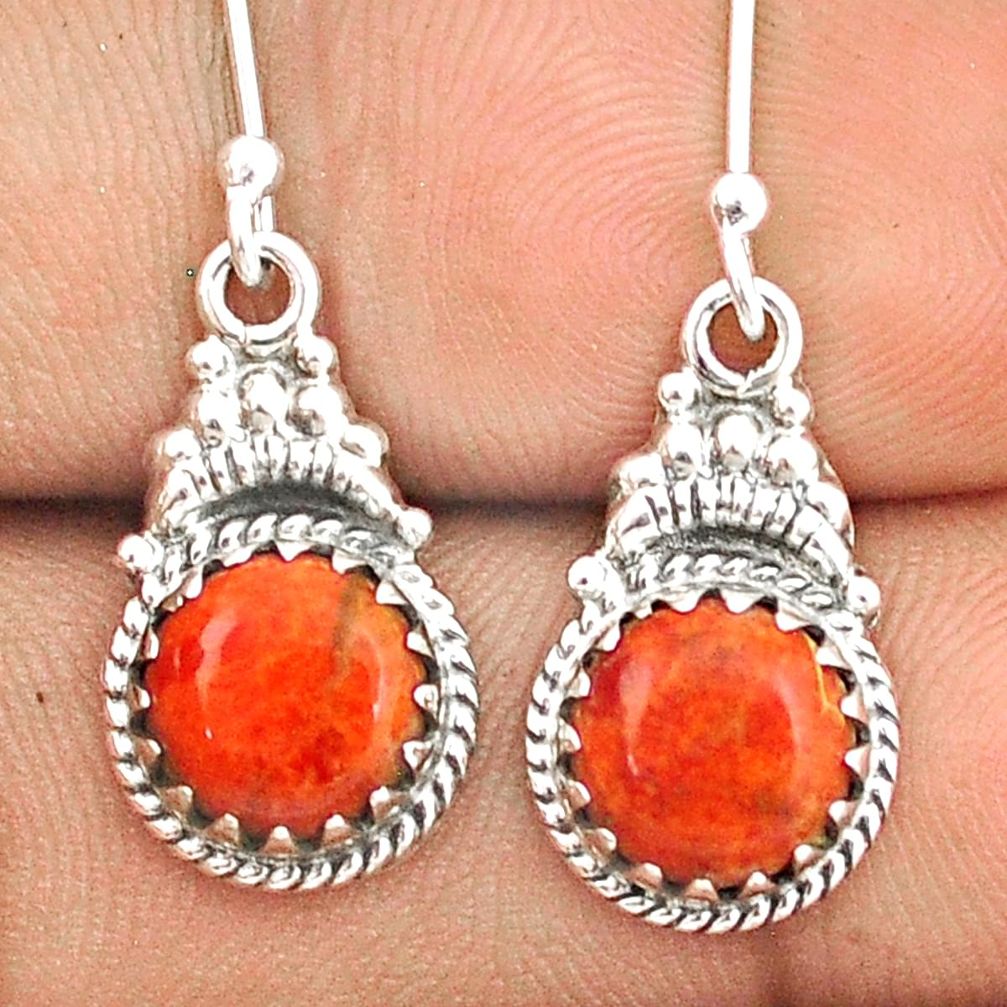 orange mojave turquoise 925 silver dangle earrings u25309