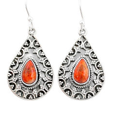 Clearance Sale- 4.57cts natural orange mojave turquoise 925 silver dangle earrings u28132