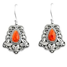 Clearance Sale- 4.09cts natural orange mojave turquoise 925 silver dangle earrings u28148