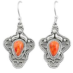 Clearance Sale- 4.52cts natural orange mojave turquoise 925 silver dangle earrings u28174