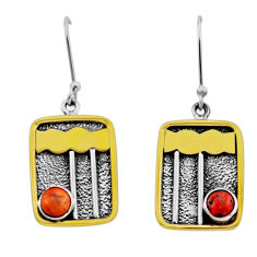1.93cts natural orange mojave turquoise 925 silver gold dangle earrings n51074