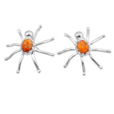 4.52cts natural orange mojave turquoise oval 925 silver spider earrings n51072