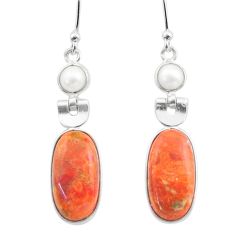 Clearance Sale- 10.29cts natural orange mojave turquoise pearl 925 silver dangle earrings t70792