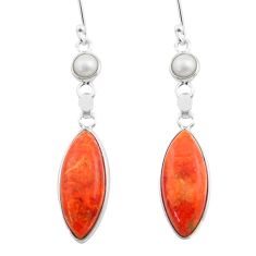 Clearance Sale- 10.50cts natural orange mojave turquoise pearl 925 silver dangle earrings t70800