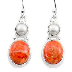 Clearance Sale- 8.69cts natural orange mojave turquoise pearl 925 silver dangle earrings t71006