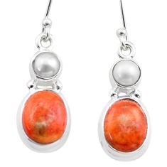 Clearance Sale- 8.37cts natural orange mojave turquoise pearl 925 silver dangle earrings t71014