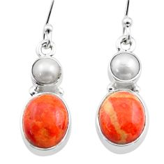 Clearance Sale- 7.24cts natural orange mojave turquoise pearl 925 silver dangle earrings t71028