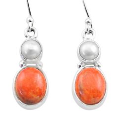 Clearance Sale- 7.67cts natural orange mojave turquoise pearl 925 silver dangle earrings t71054