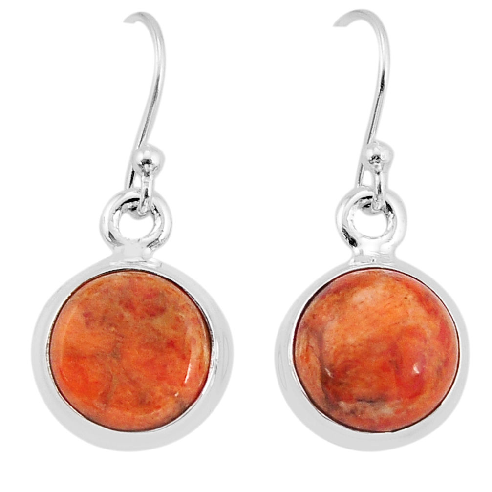 8.79cts natural orange mojave turquoise round 925 silver dangle earrings y67683