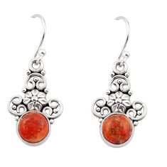 4.59cts natural orange mojave turquoise silver flower earrings jewelry y44864