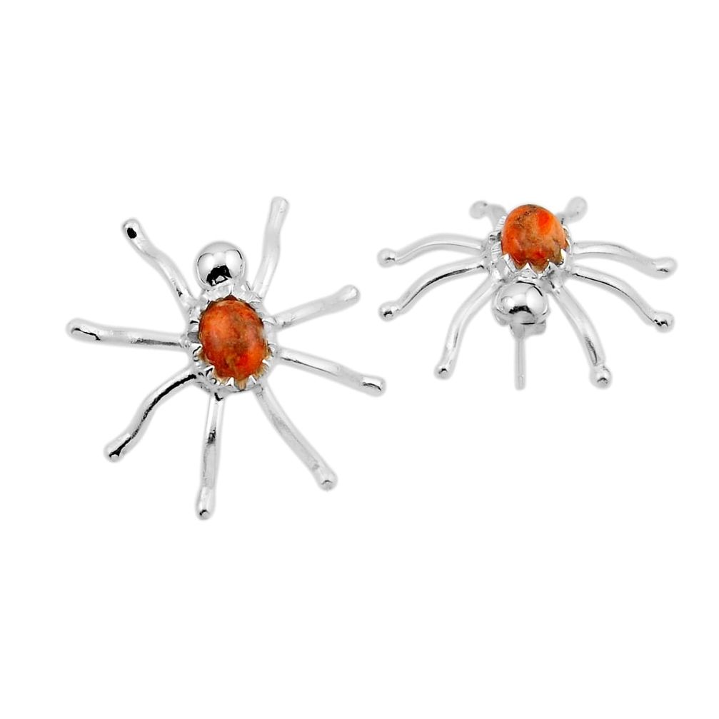 4.36cts natural orange mojave turquoise silver spider earrings jewelry y91657